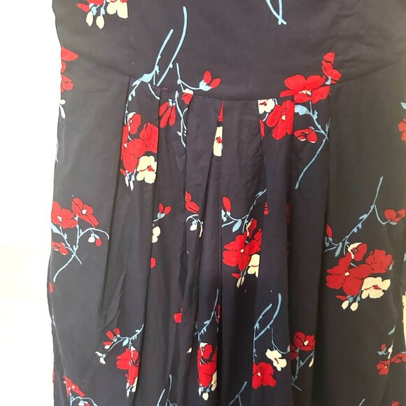 Modcloth Emily and Fin Saunter Sweetly Navy Blue and Red Floral Dress in Size L - Picture 2 of 9